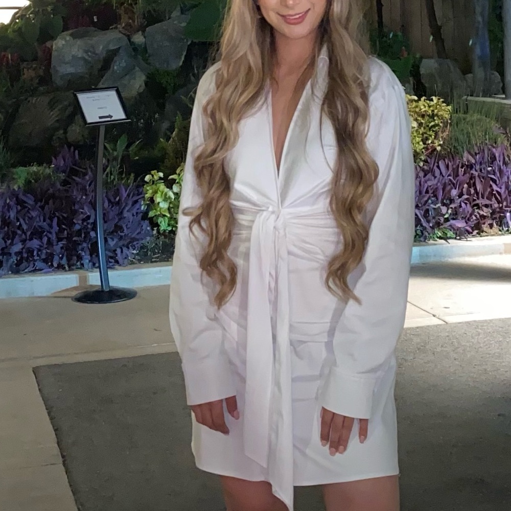 White Zara Long Sleeve Dress